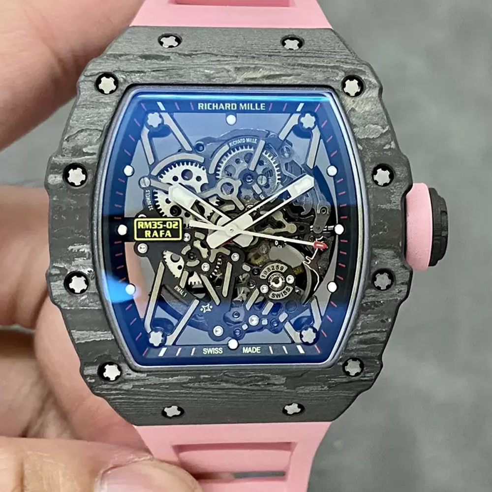 T+공장 리차드밀 라파엘 나달 로마 RM35-02 블랙카본 / 핑크 러버밴드