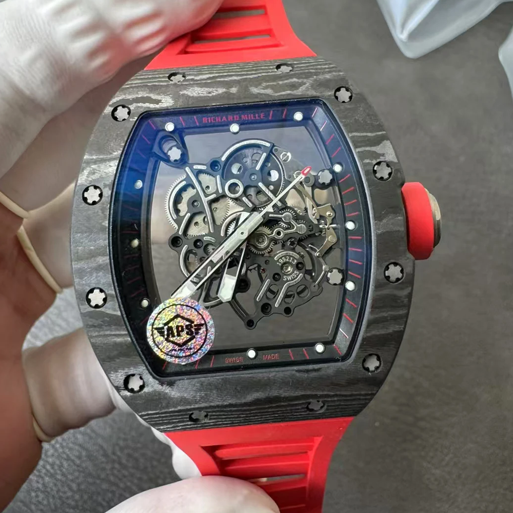 APS공장 V2 리차드밀 부바왓슨 RM-055 블랙 카본 / 레드 러버밴드