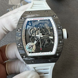 APS공장 V2 리차드밀 부바왓슨 RM-055 블랙 카본 / 화이트 러버밴드