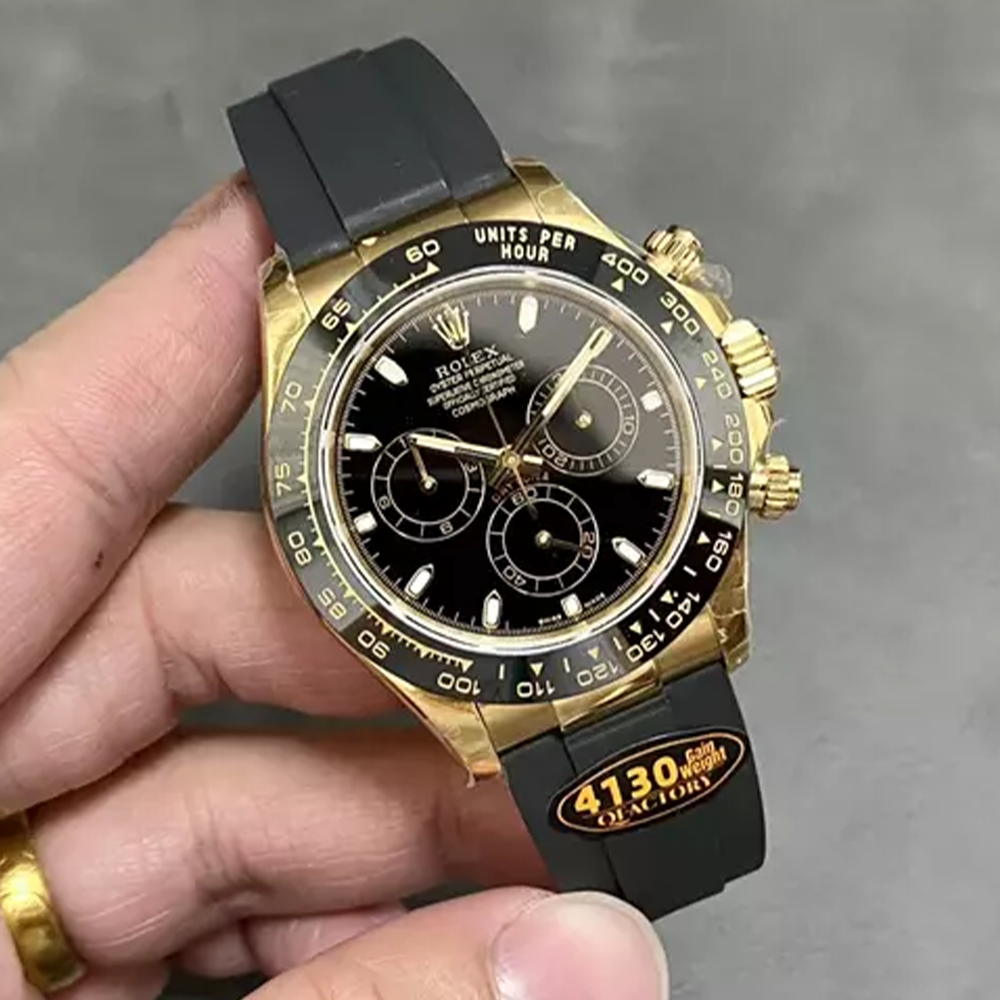 QF공장 롤렉스 데이토나 블랙 다이얼 옐로우 골드 금통 러버밴드 126518