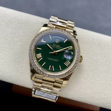 QF공장 롤렉스 데이데이트 40 그린 다이얼 다이아 베젤 옐로우 골드 금통 228238