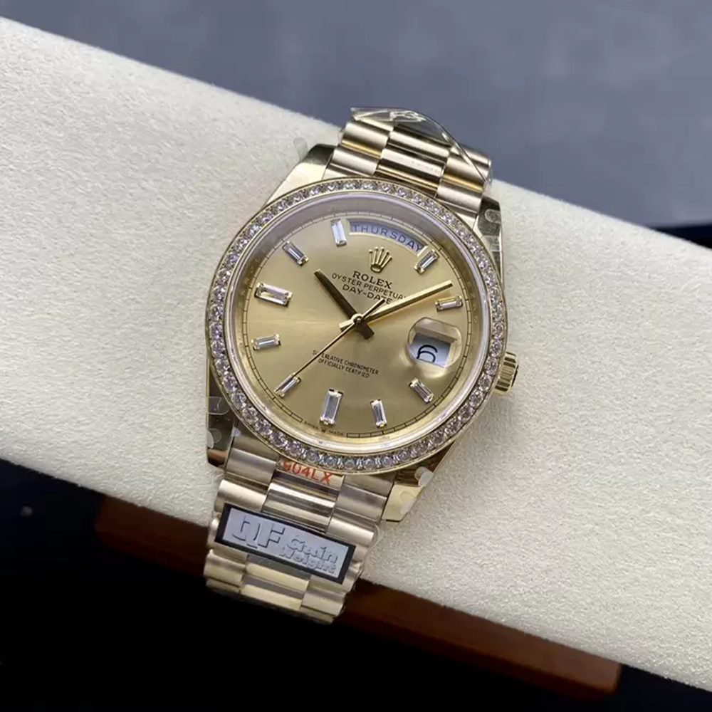 QF공장 롤렉스 데이데이트 40 샴폐인 다이얼 다이아 베젤 옐로우 골드 금통 228238