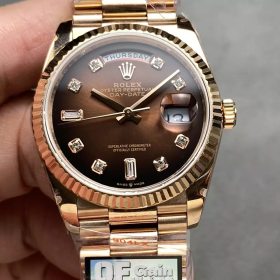 QF공장 롤렉스 데이데이트 36 브라운 다이아 옴브레 다이얼 로즈골드 금통 128235