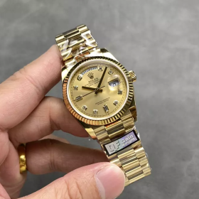 QF공장 롤렉스 데이데이트 36 샴폐인 다이아 다이얼 옐로우 골드 금통 128238