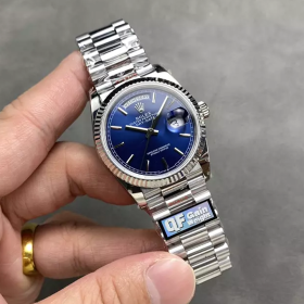 QF공장 롤렉스 데이데이트 36 청판 다이얼 화이트 골드 금통 128236