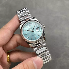 QF공장 롤렉스 데이데이트 36 플래티넘 바게트 다이아 다이얼 화이트 골드 금통 128236