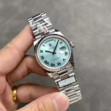 QF공장 롤렉스 데이데이트 36 플래티넘 로만 다이얼 화이트 골드 금통 128236