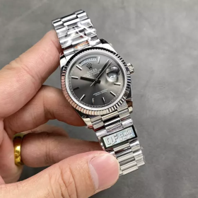 QF공장 롤렉스 데이데이트 36 그레이 다이얼 화이트 골드 금통 128236