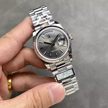 QF공장 롤렉스 데이데이트 36 그레이 다이얼 화이트 골드 금통 128236
