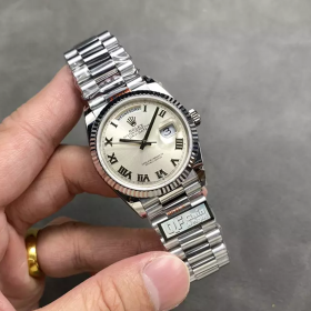 QF공장 롤렉스 데이데이트 36 실버 로만 다이얼 화이트 골드 금통 128236