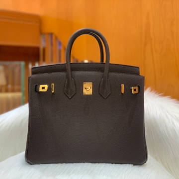 그린엘 에르메스 버킨 25 토고가죽 초코 브라운 골드 버클