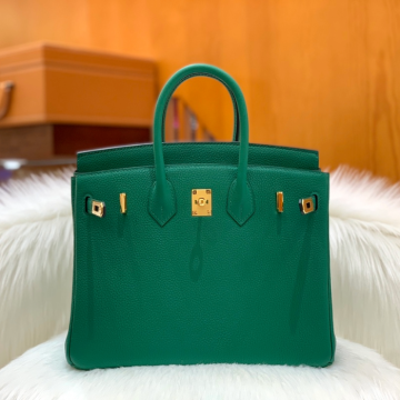 그린엘 에르메스 버킨 25 토고가죽 벨벳 그린 골드 버클