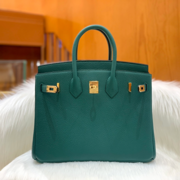 그린엘 에르메스 버킨 25 토고가죽 말라카이트 그린 골드 버클
