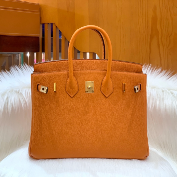 그린엘 에르메스 버킨 25 토고가죽 오렌지 금장 버클