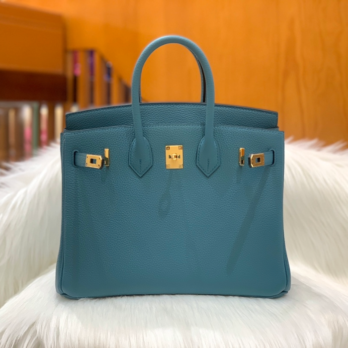 그린엘 에르메스 버킨 25 토고가죽 데님 블루 골드 버클