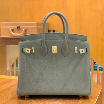 그린엘 에르메스 버킨 25 토고가죽 그레이 골드 버클