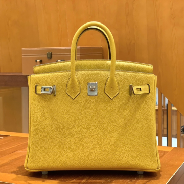 그린엘 에르메스 버킨 25 토고가죽 앰버 옐로우 실버 버클