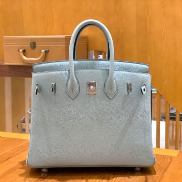 그린엘 에르메스 버킨 25 토고가죽 린넨 블루 실버 버클