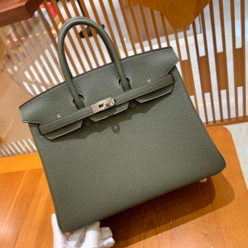 그린엘 에르메스 버킨 25 토고가죽 그레이 그린 실버 버클