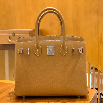 그린엘 에르메스 버킨 30 엡송가죽 골드 브라운 은장 버클