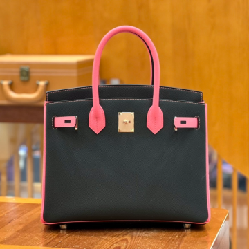 그린엘 에르메스 버킨 30 엡송가죽 핑크 & 블랙 금장 버클