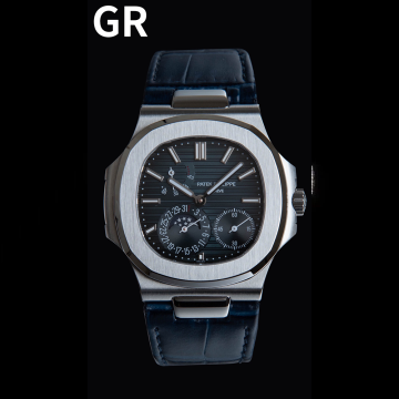 GR공장 파텍필립 노틸러스 문페이즈 청판 다이얼 가죽밴드 5712