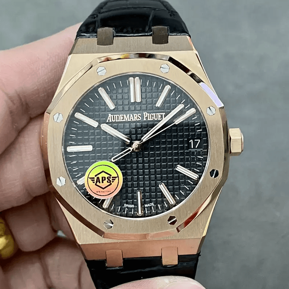 APS공장 오데마피게 로얄오크 50주년 한정판 블랙 다이얼 로즈골드 금통 41mm 15510
