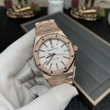 APS공장 오데마피게 로얄오크 프로스티드 로즈골드 금통 흰판 다이얼 37mm 15454