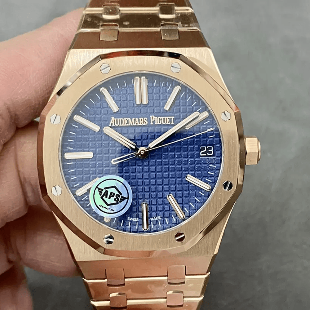 APS공장 오데마피게 로얄오크 50주년 한정판 청판 다이얼 로즈골드 금통 41mm 15510