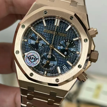 APS공장 오데마피게 로얄오크 크로노그래프 청판 다이얼 41mm 26240 RG