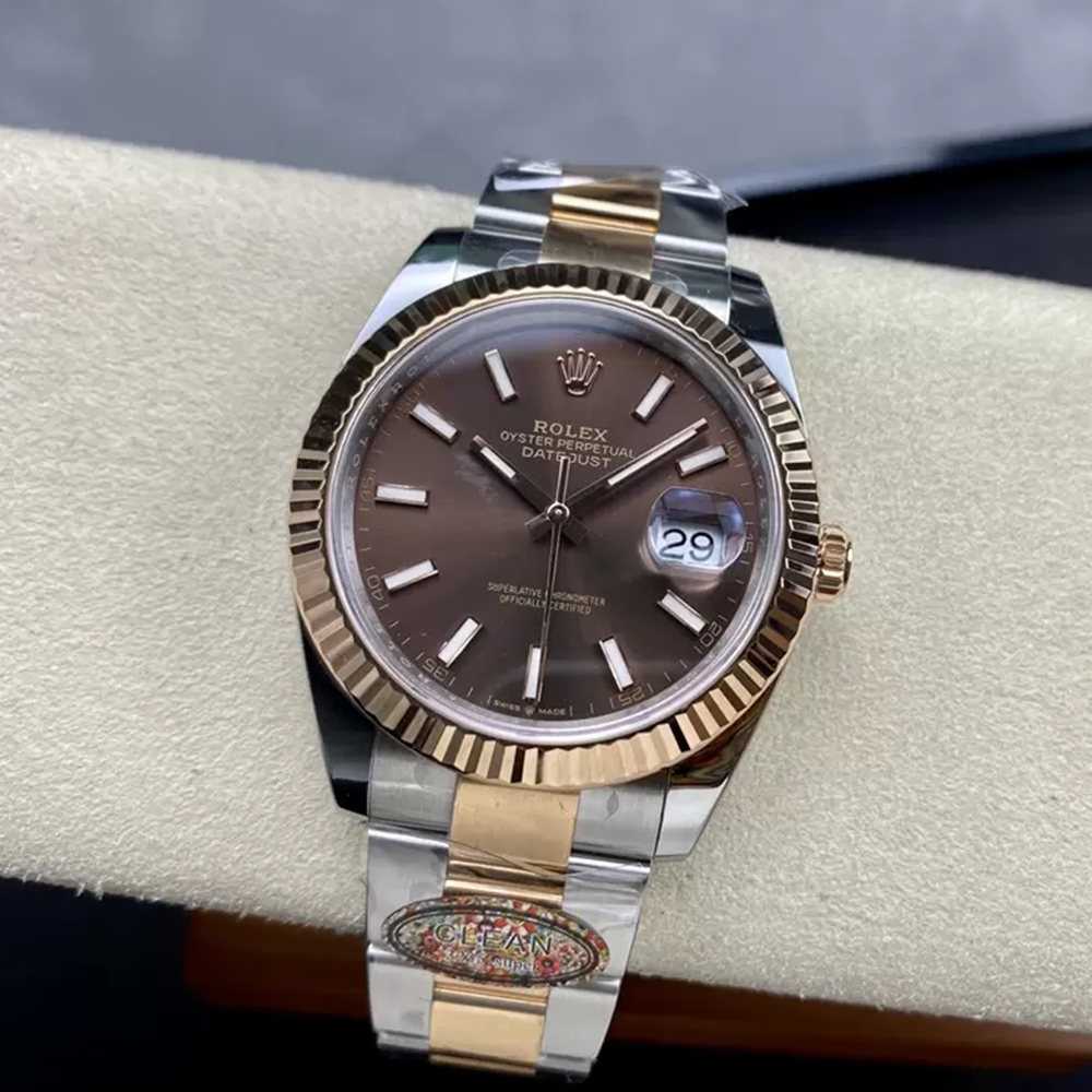 클린공장 롤렉스 데이저스트 41mm 브라운 인덱스 다이얼 옐로우 골드 콤비 오이스터 126331