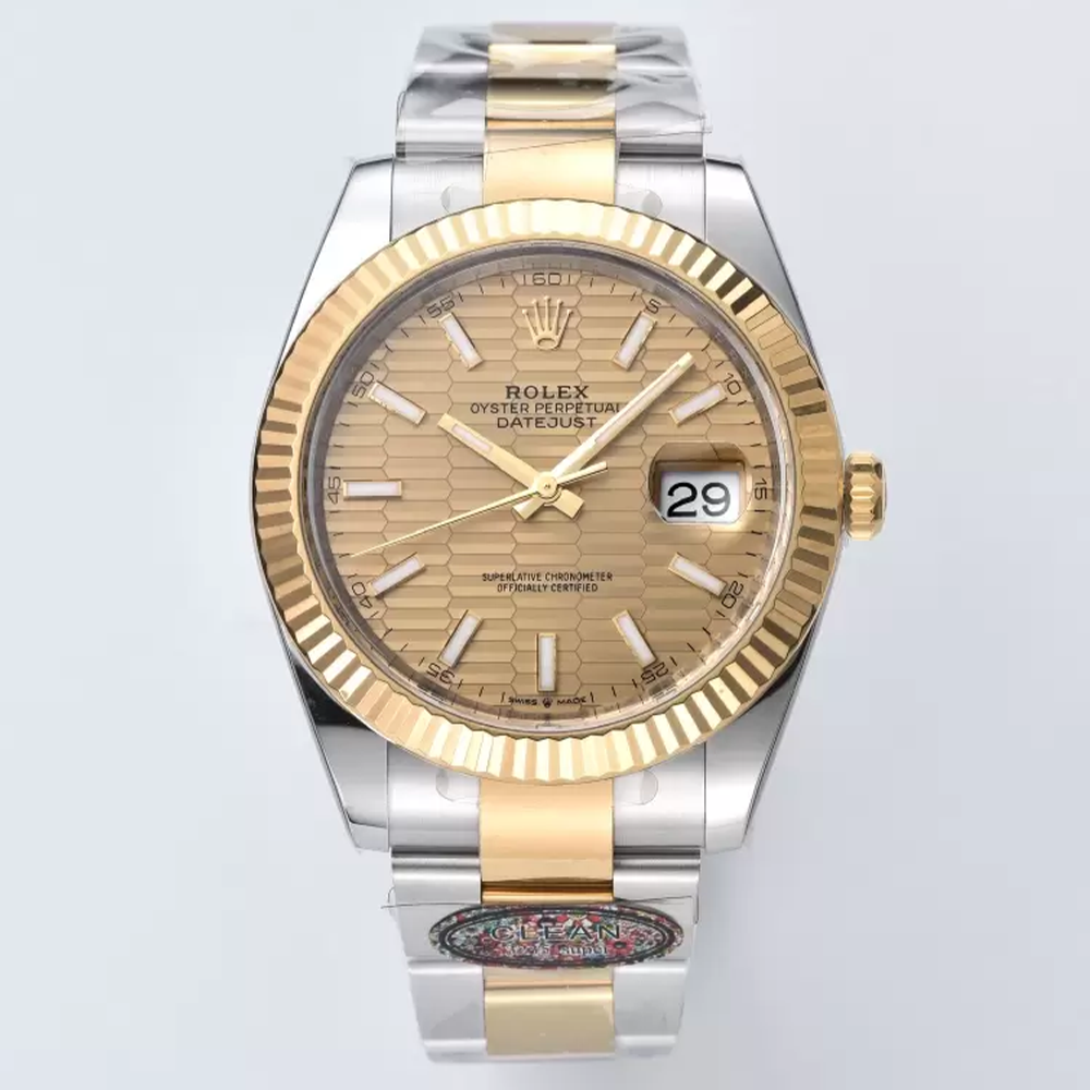 클린공장 롤렉스 데이저스트 41mm 모티프 샴폐인 다이얼 옐로우 골드 콤비 오이스터 126331