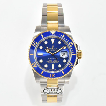 클린공장 롤렉스 서브마리너 청판 다이얼 옐로우 골드 콤비 40mm 116613