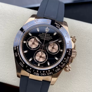 클린공장 롤렉스 데이토나 검판 다이얼 로즈골드 금통 러버밴드 116515ln