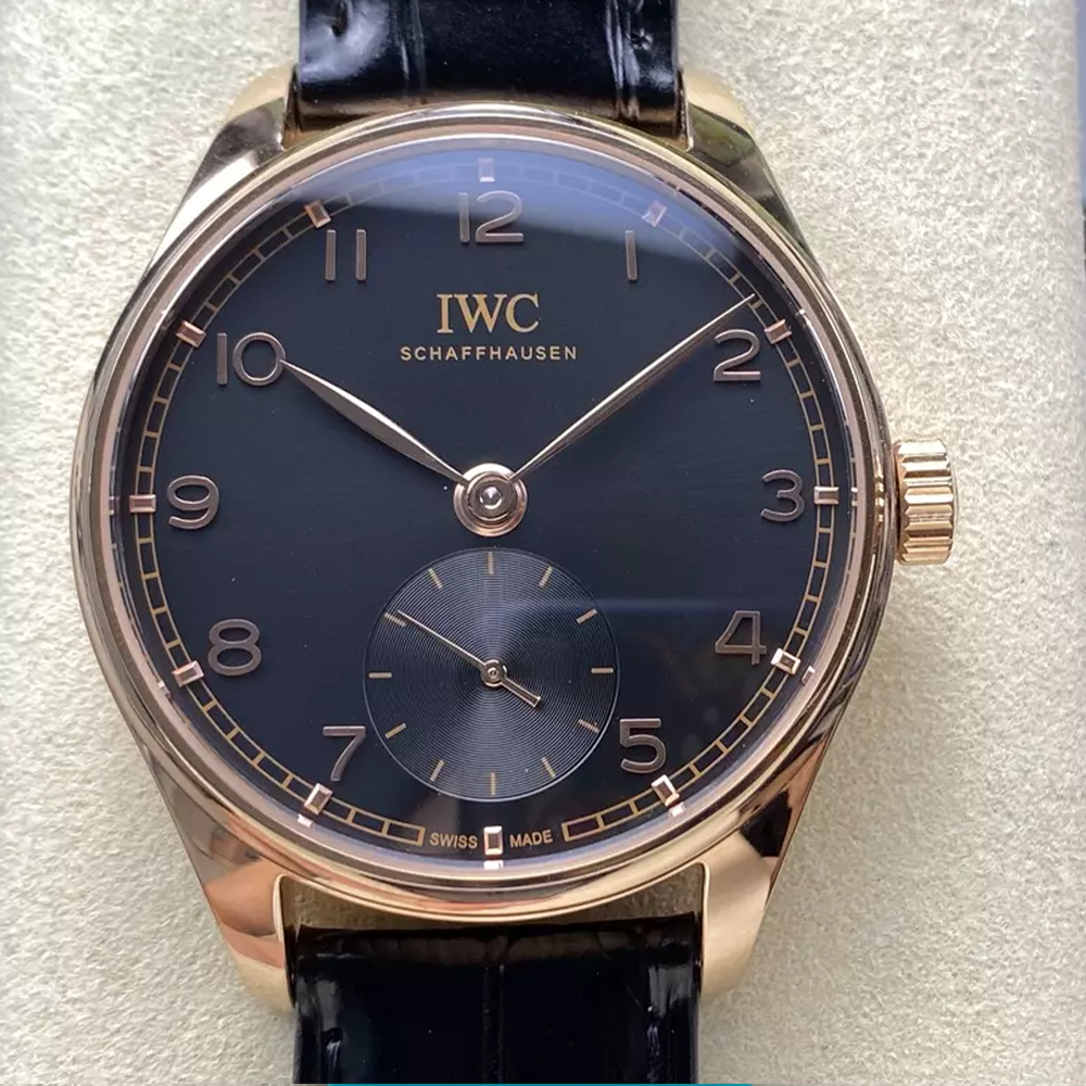 GR공장 IWC 포르투기저 오토매틱 42 블랙 다이얼 로즈골드 가죽밴드 IW358401