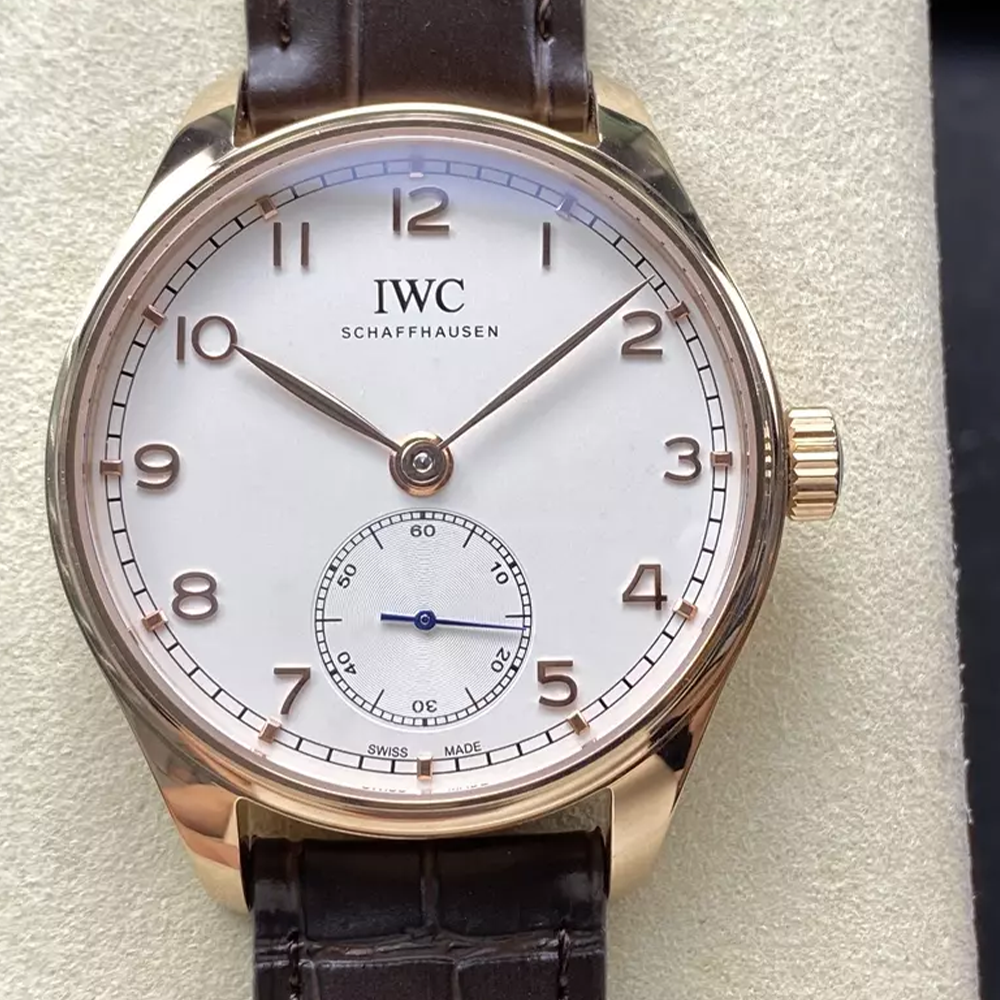 GR공장 IWC 포르투기저 오토매틱 42 화이트 다이얼 로즈골드 가죽밴드 IW358306