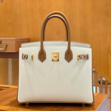 그린엘 에르메스 버킨 30 엡송가죽 브라운 & 크림 화이트 금장 버클