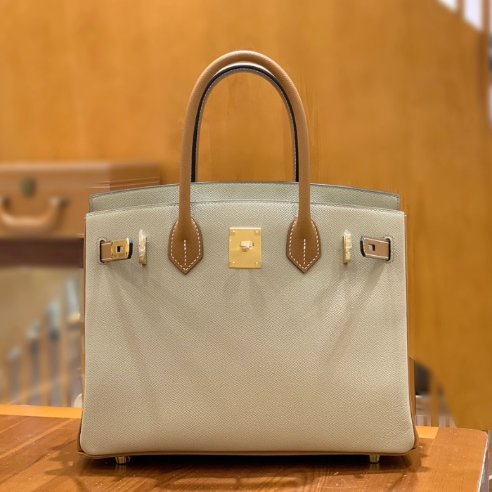 그린엘 에르메스 버킨 30 엡송가죽 브라운 & 그레이 금장 버클