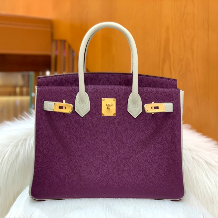 그린엘 에르메스 버킨 30 토고가죽 퍼플 & 그레이 골드 버클