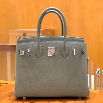 그린엘 에르메스 버킨 30 토고가죽 퓨어 그레이 실버 버클