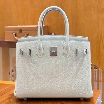 그린엘 에르메스 버킨 30 토고가죽 아이스 화이트 실버 버클