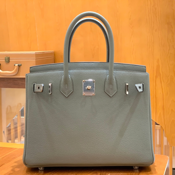 그린엘 에르메스 버킨 30 토고가죽 그레이 실버 버클