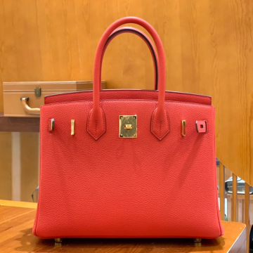 그린엘 에르메스 버킨 30 토고가죽 하트 레드 골드 버클