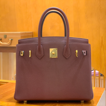 그린엘 에르메스 버킨 30 토고가죽 버건디 골드 버클