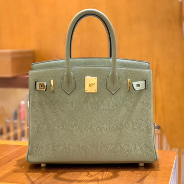 그린엘 에르메스 버킨 30 토고가죽 세이지 그린 골드 버클