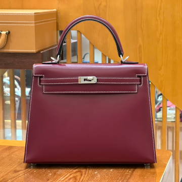 그린엘 에르메스 켈리 25 엡송 빈티지 레드 실버 버클