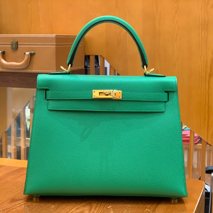 그린엘 에르메스 켈리 25 엡송 뱀부 그린 금장 버클