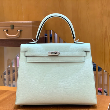 그린엘 에르메스 켈리 25 엡송 버블 그린 실버 버클