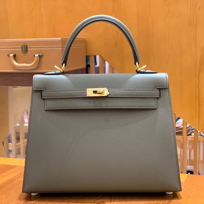 그린엘 에르메스 켈리 25 엡송 퓨터 그레이 골드 버클