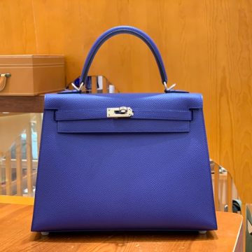 그린엘 에르메스 켈리 25 엡송 글레이즈드 블루 실버 버클